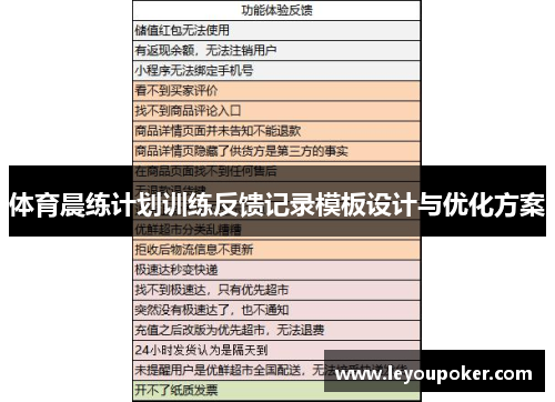 体育晨练计划训练反馈记录模板设计与优化方案